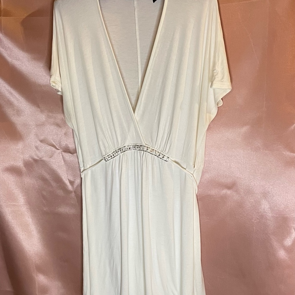 Vintage 2000s Y2K New York & Company White with Rhinestone Detail Size XL